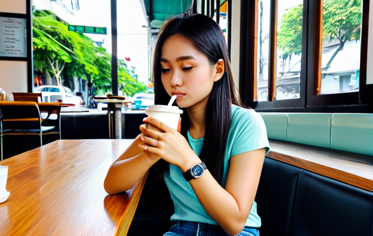 Everyday Look**

"A young Thai woman in a casual, fully clothed outfit (jeans and a t-shirt), wearing a minimalist wristwatch with a simple leather strap, sitting at a coffee shop in Bangkok, sipping iced coffee, safe for work, appropriate content, fully clothed, modest, perfect anatomy, correct proportions, natural pose, well-formed hands, proper finger count, natural body proportions, professional photography, high quality."

**